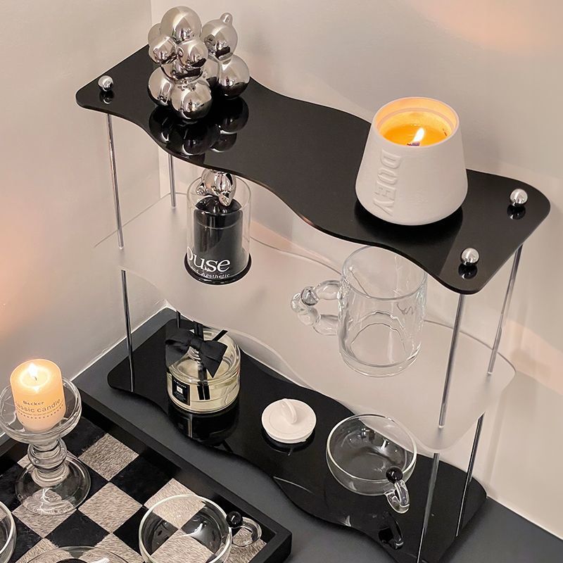 Nordic Ins-Style Three-Layer Color-Blocking Storage Rack Desktop Multi-Layer Organizer for Cosmetics and Water Cups, Simple Home Decor