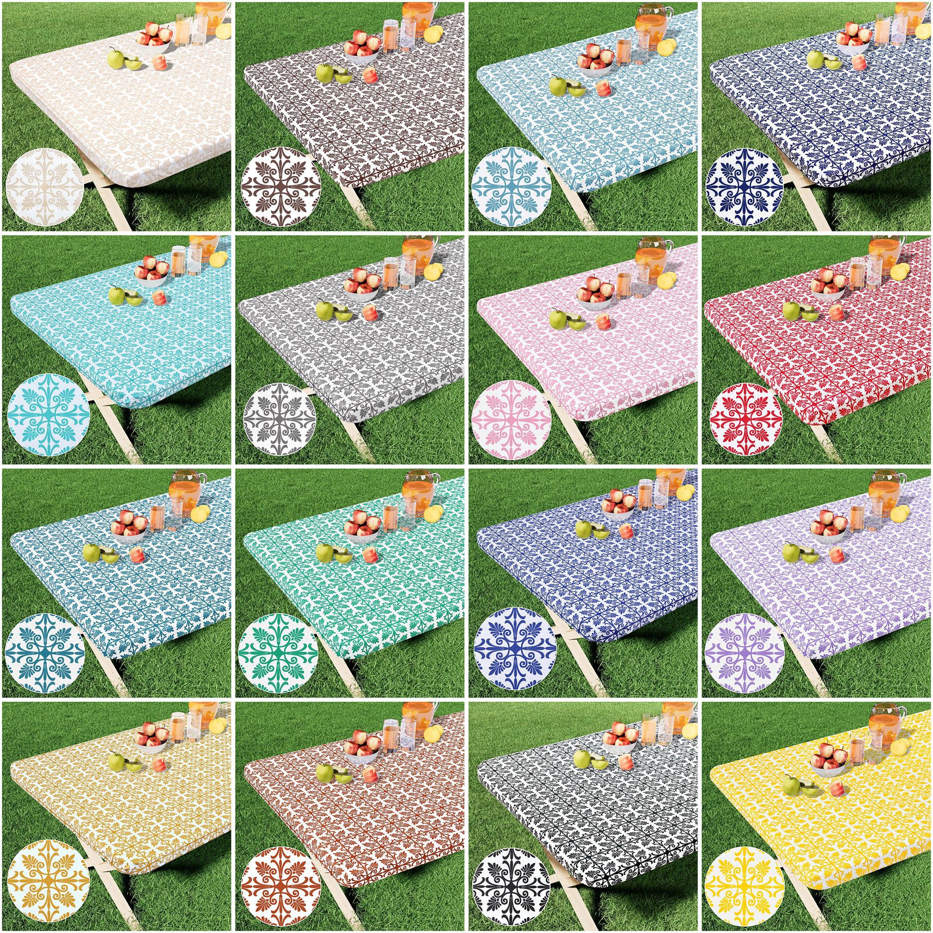 Cross-Border Hot Selling Waterproof Oxford Cloth Table Cover Outdoor Picnic Washable Reusable Rubber Band Elastic Tablecloth