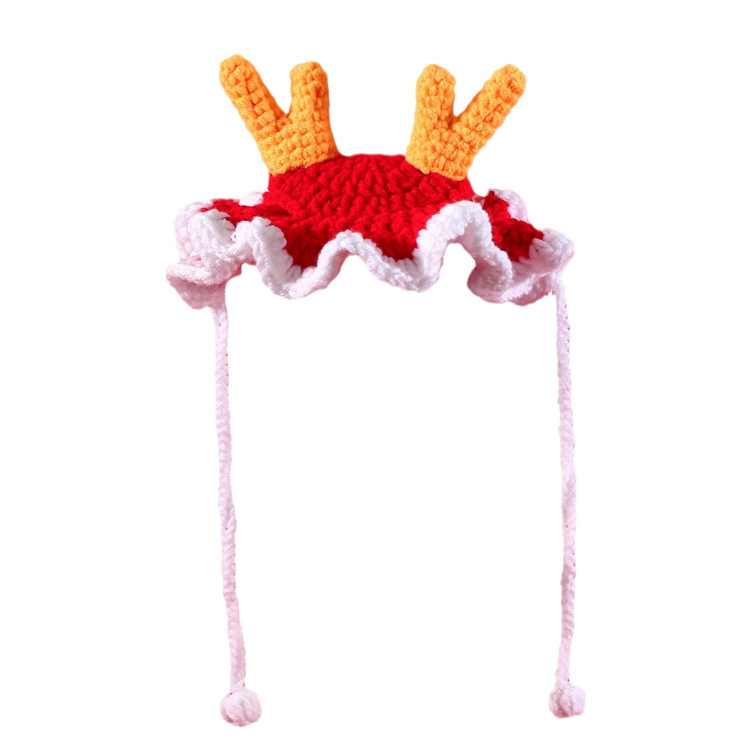 Año dragón gancho mano mascota sombrero de lana lindo Año Nuevo punto babero bordado Festival de Primavera sombrero gato cachorro perro Accesorios image 6