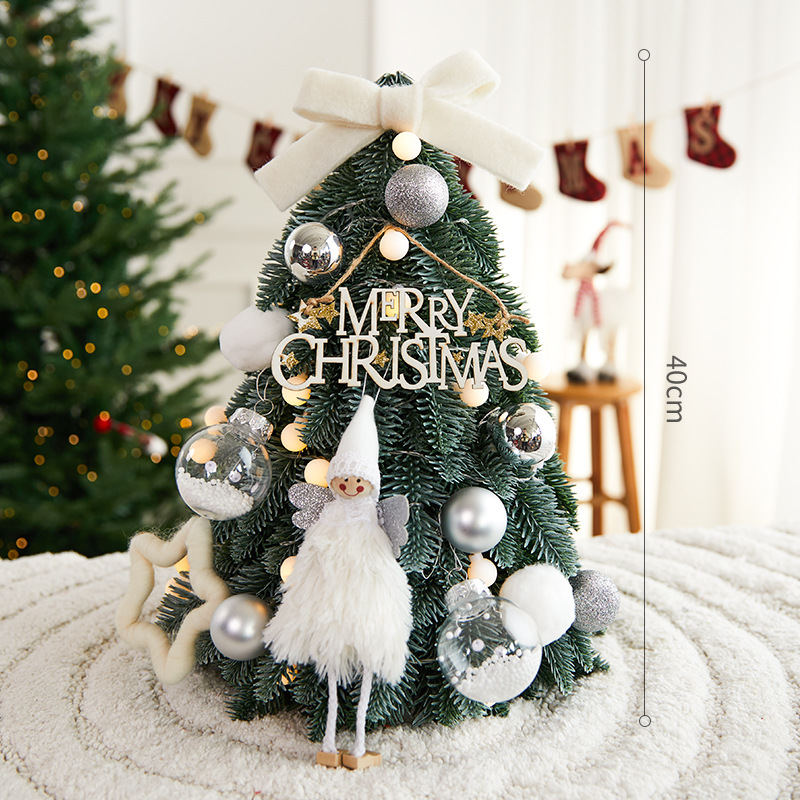 Nuevos productos transfronterizos árbol de Navidad con lámparas de nieve PE árbol de Navidad de escritorio árbol de Navidad decoración artesanía decoración