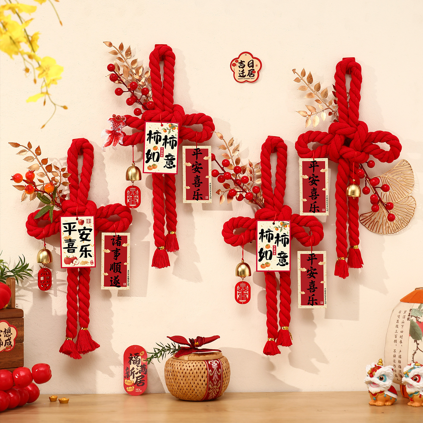 new year decoration 2026 horse year entry door ornaments chinese new year atmosphere scene setting supplies word knot pendant