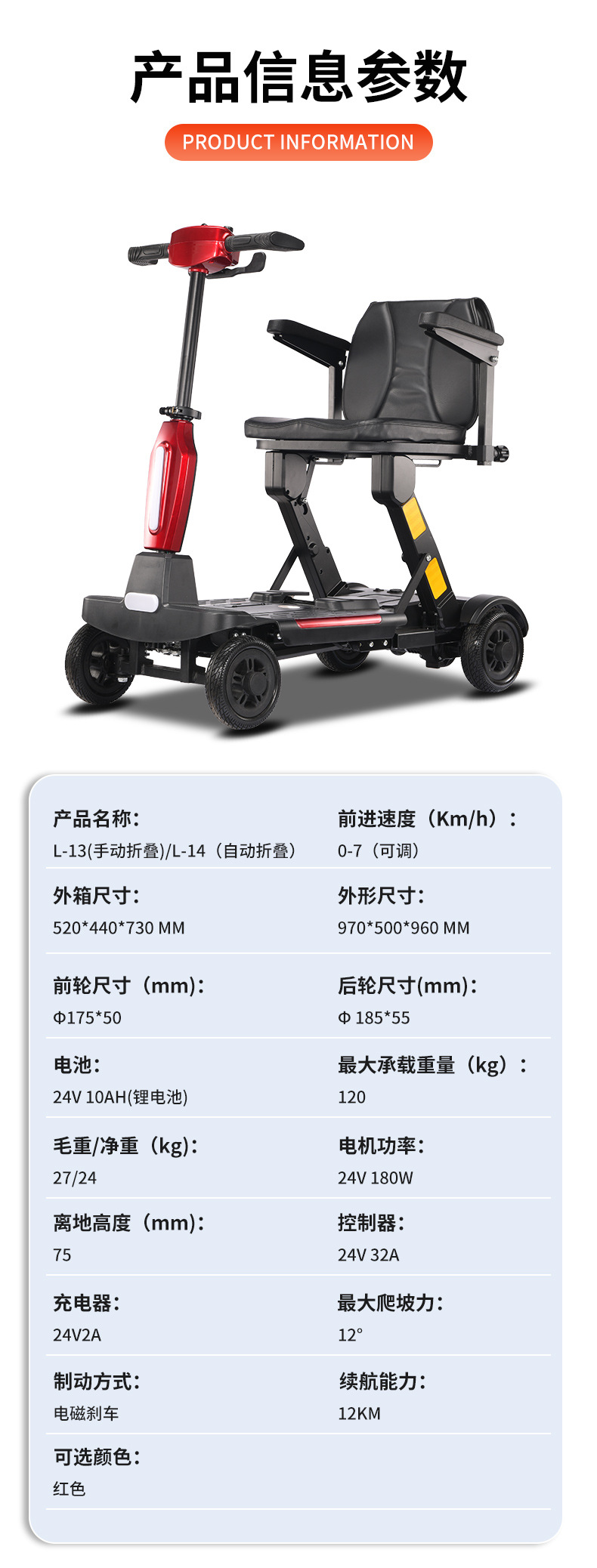 New Cross-Border Automatic Folding Scooter Electric Wheelchair to Help the Elderly Four-Wheel Electric Vehicle Wholesale and Foreign Trade