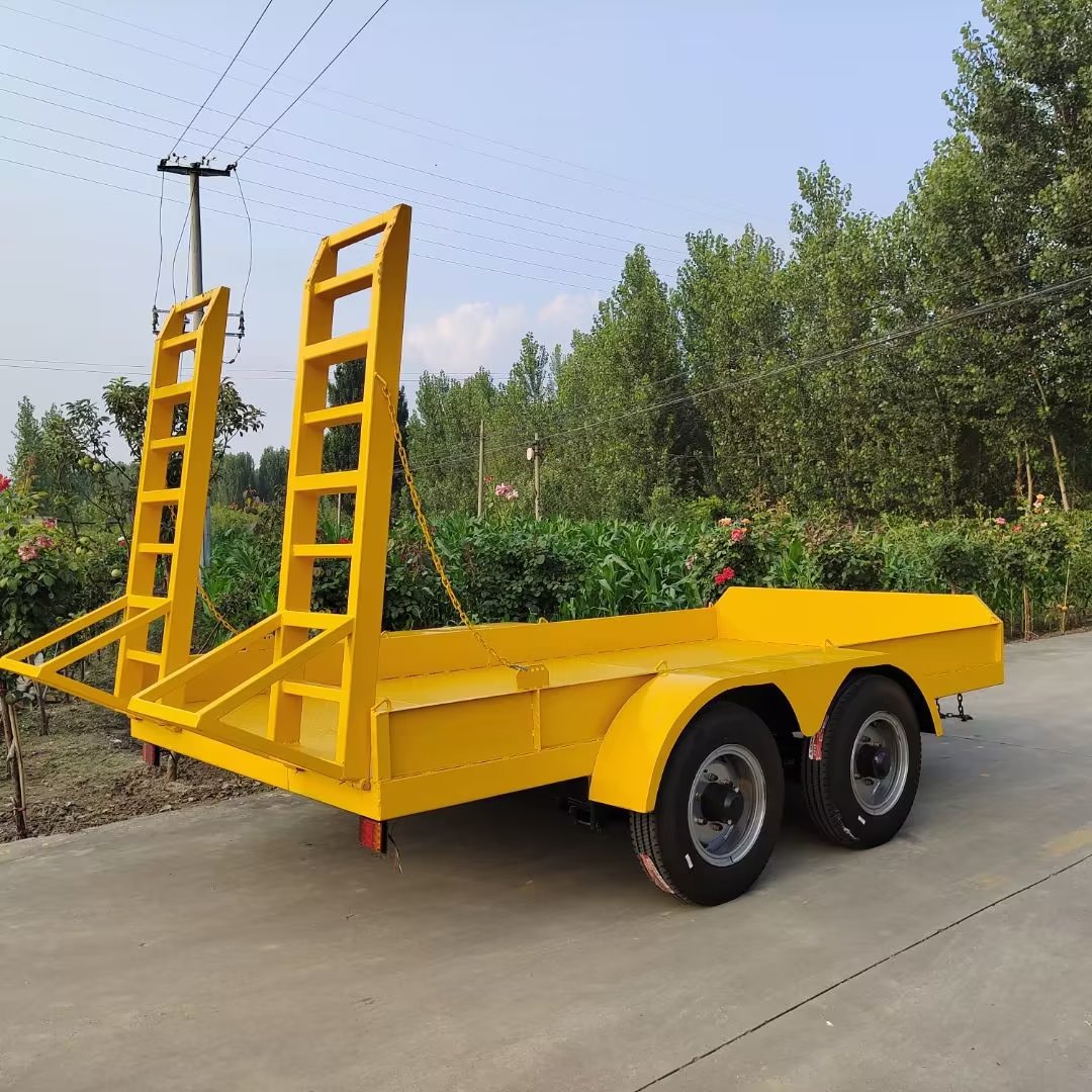 牵引平板拖车厂家 运输拉货平板车 拉小挖机平板运输拖车物流车