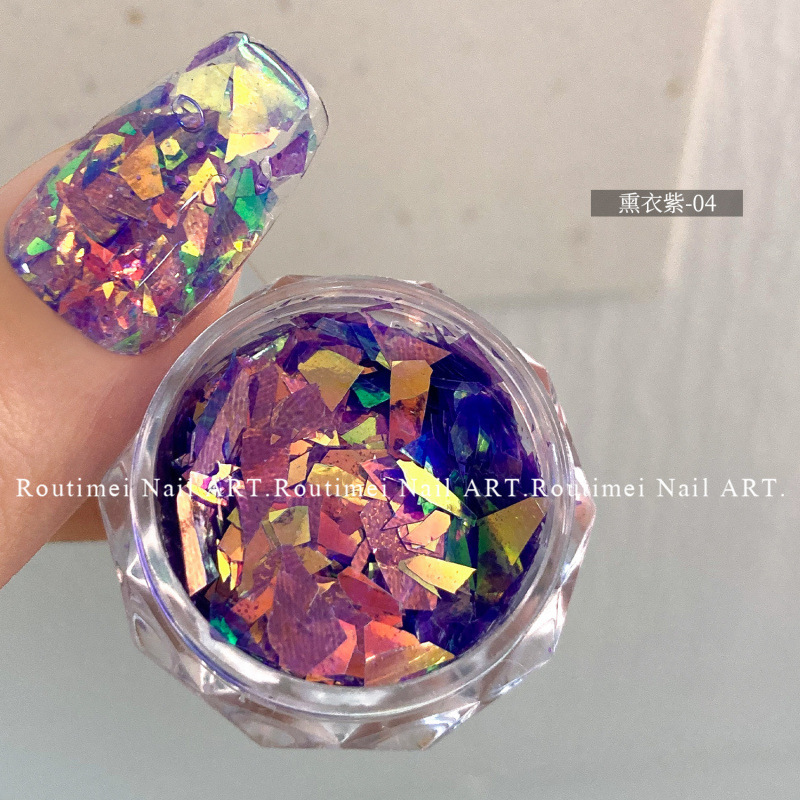新款美甲亮片饰品爆闪亮片紫光薰衣草色混合闪粉韩式流行美甲饰品|undefined