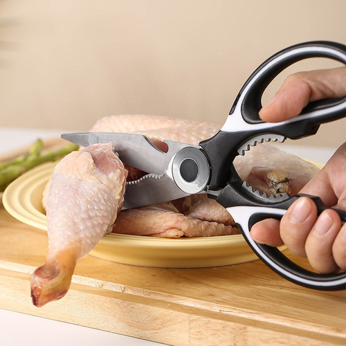 Kitchen multi-functional scissors, stainless steel chicken bone shear, home use, powerful fish fillet opener, bottle opener, walnut peeler, panda shear