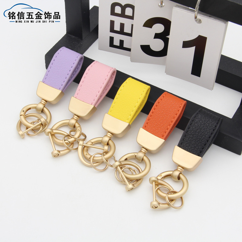 French-Style Lambskin Car Keychain, High-End Goat-Patterned Colorful Leather Keychain, Cute Women's Gift Wholesale
