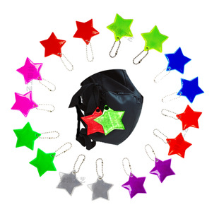 Pvc Reflective Five-Pointed Star Pendant Reflective Light Source Kidsren's Safety Travel Star Heart-Shaped Cartoon Reflective Strip
