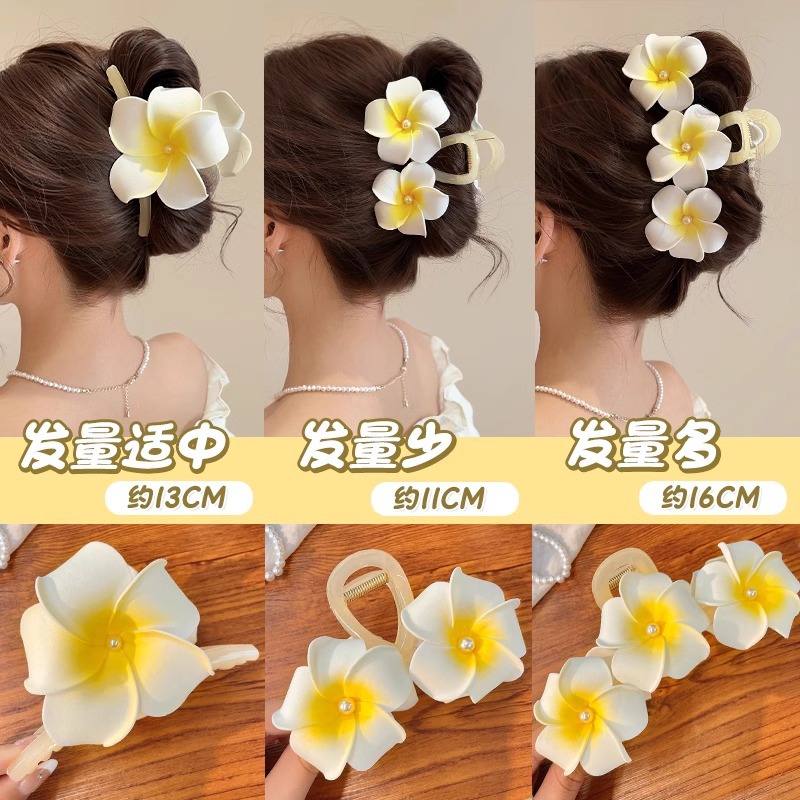 2025 nueva sensación de alto nivel de flores de cabello huevo de flores agarrando clip de cabeza de mujer cabeza de flores de tiburón clip de cabello