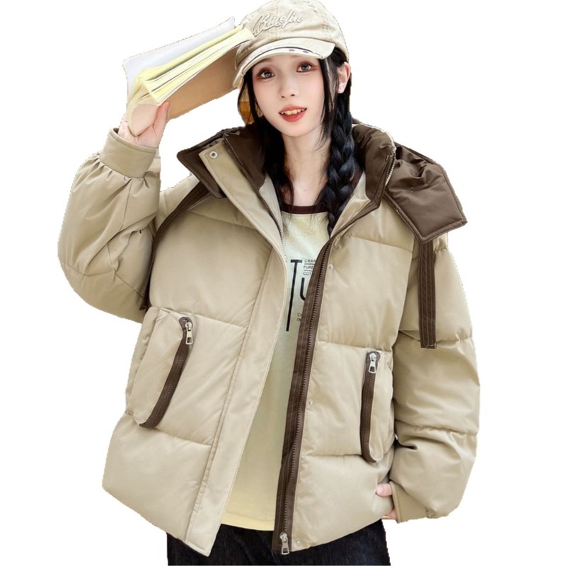 棉衣女外套2025冬季新款连帽面包服百搭冬装韩版宽松短款时尚棉服|undefined