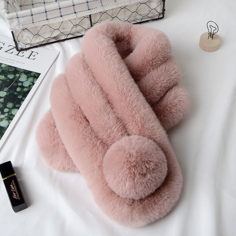 2020 estilo coreano imitación Rex conejo bufanda de felpa bufanda de piel de tres tubos para hombres y mujeres bufanda cálida cubierta bufanda engrosada de invierno