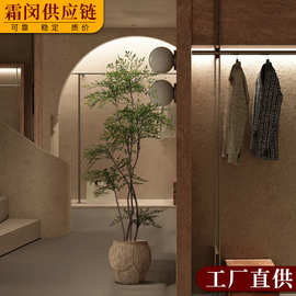 绿植轻奢南天竹假树盆栽室内家居商铺假植物诧寂落地摆件