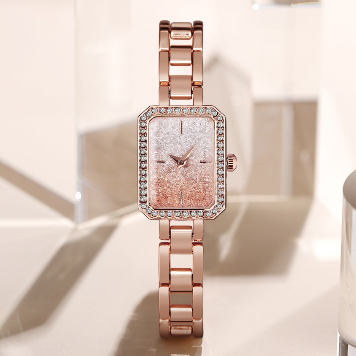 Luckyfox Korean Fashion Niche Women's Watch Rhinestone Square Watch Chain Baby's Breath Casual Student Quartz