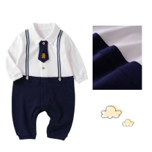 现货新款2023婴儿连体衣春秋外出周岁宝宝绅士哈衣爬服西装服装