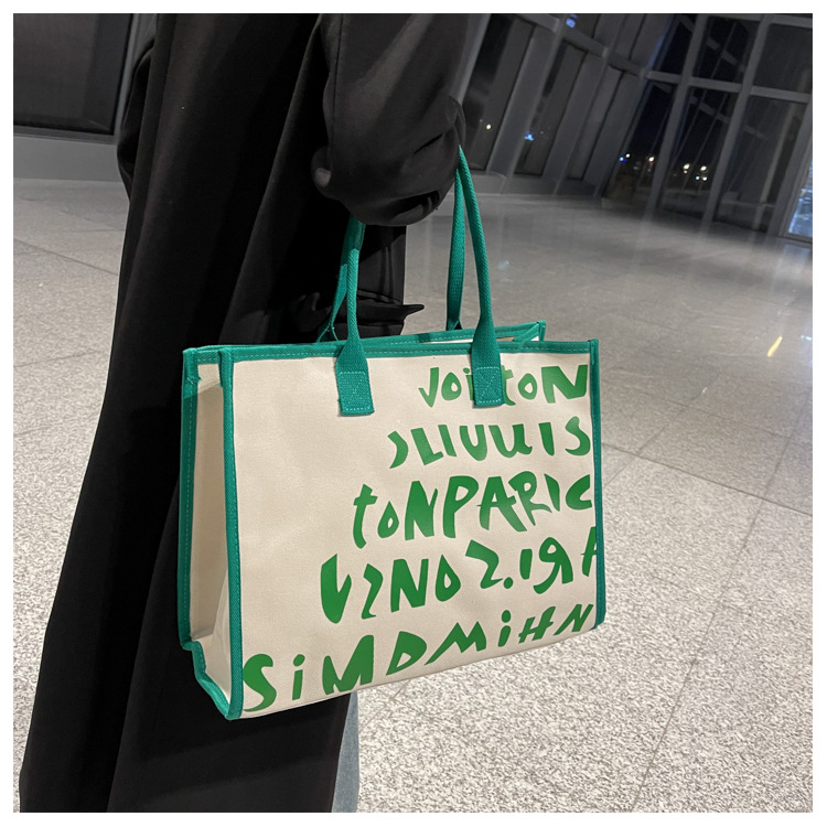 Canvas Large-capacity Shoulder Letters Mommy Handbag New Women's Bags40*30.5*18.5cm display picture 3