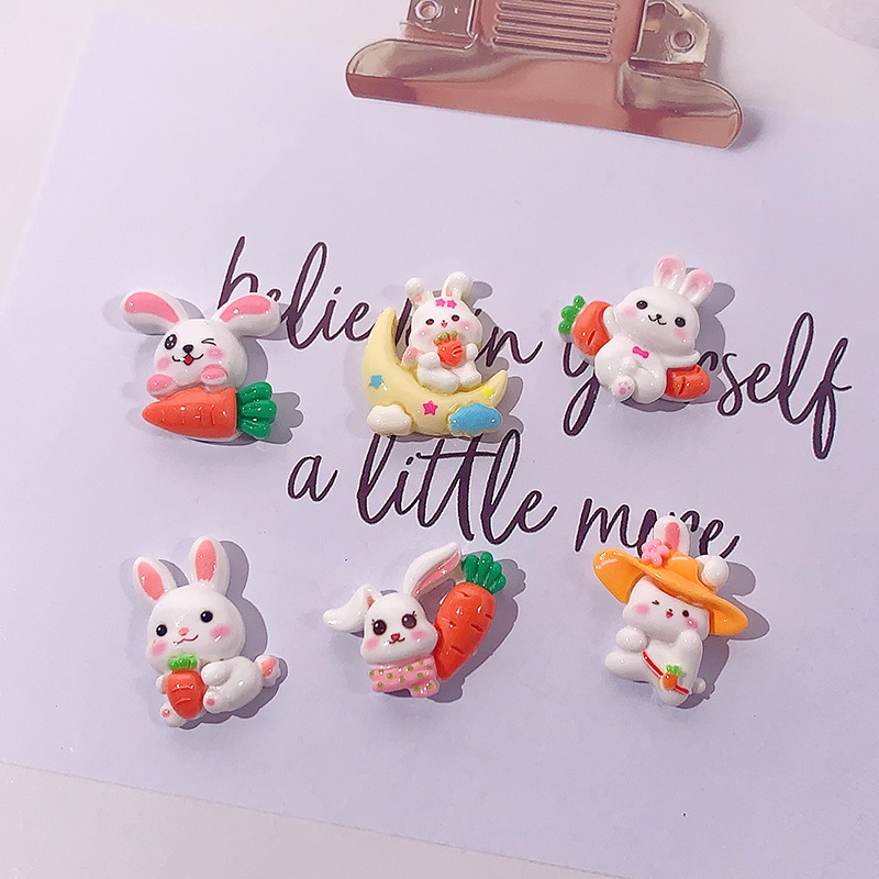 Nuevo brillante zanahoria conejo accesorios de resina diy crema pegamento para el cabello botón de zapatos hechos a mano de la luna conejo zanahoria