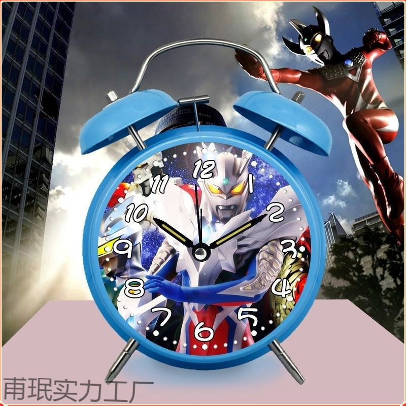 Ultraman Alarm Clock for Boys, Kidsren and Students with Inch Galaxy Zero Loud Ringing Silent Cartoon Animation Stationery