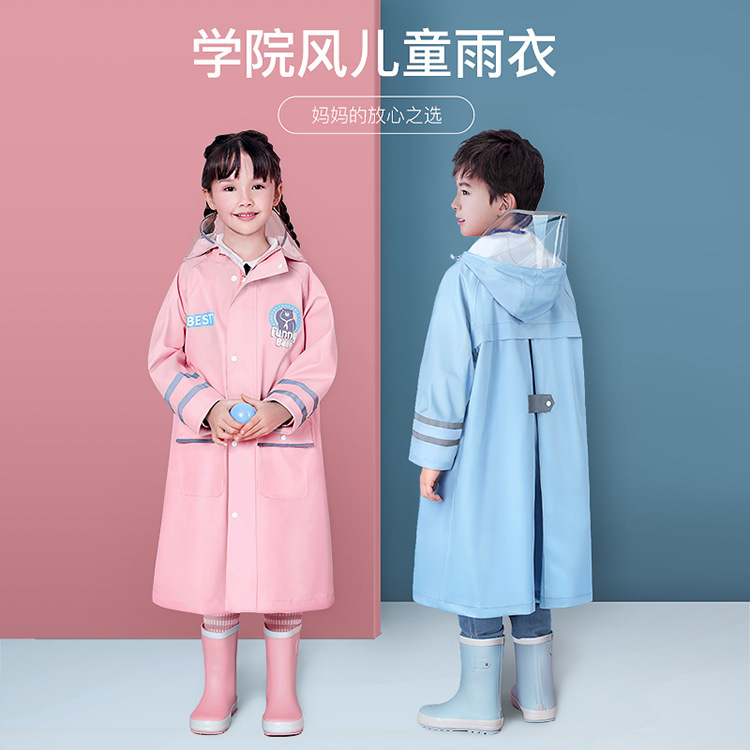 Beimei Kidsren's Raincoat Cartoon Rainproof Polyester Cloth One-Piece Girl Baby Poncho Rain Gear Hooded Lightweight