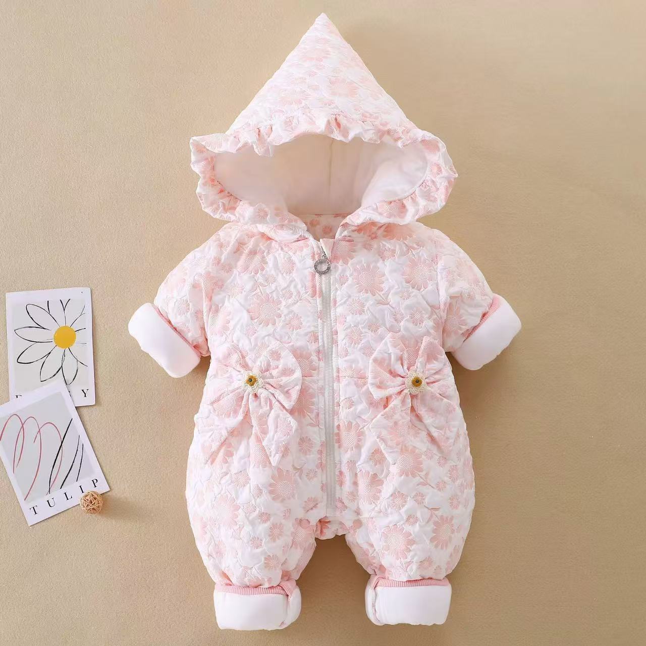 Mono de bebé para niña acolchado de algodón para invierno_voghion.com