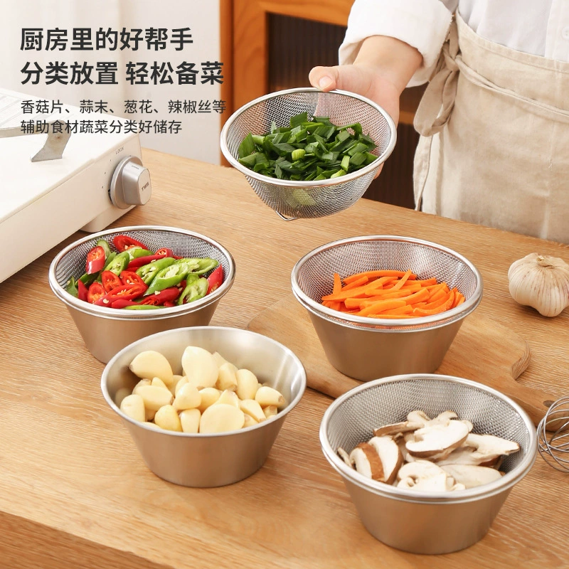304 mini stainless steel artifact Taomi -washing bowl leakage bowl filter fruit basket drain basket preparation dishes bowl bowl