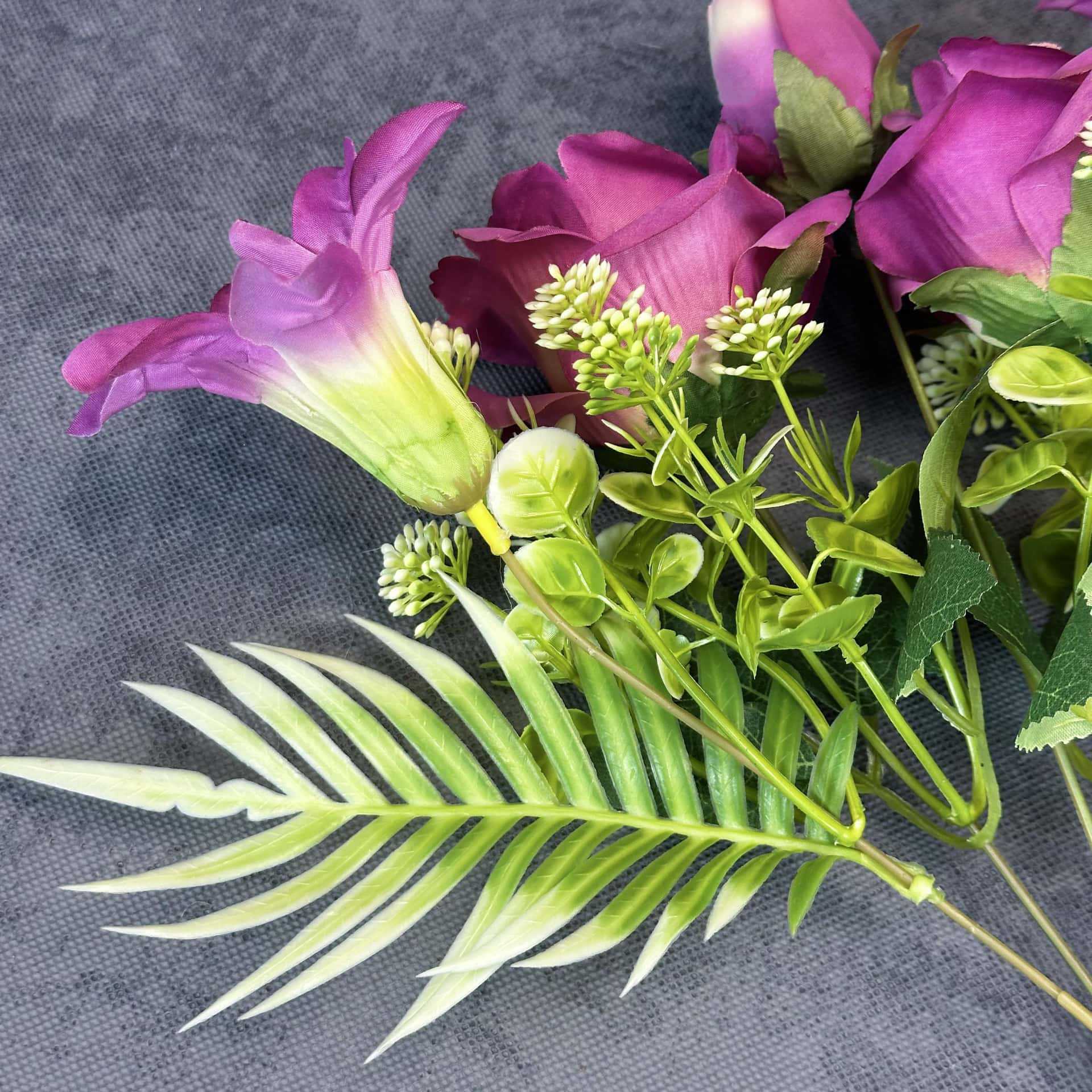 Simulación Rose Lily Combinación Ramo Estilo pastoral Decoración de boda en el hogar Decoración de flores falsas hechas a mano al por mayor