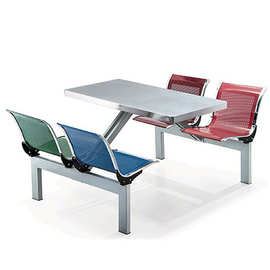不锈钢四人连体餐桌椅现代中式桌椅政府员工食堂机场餐厅桌椅组合