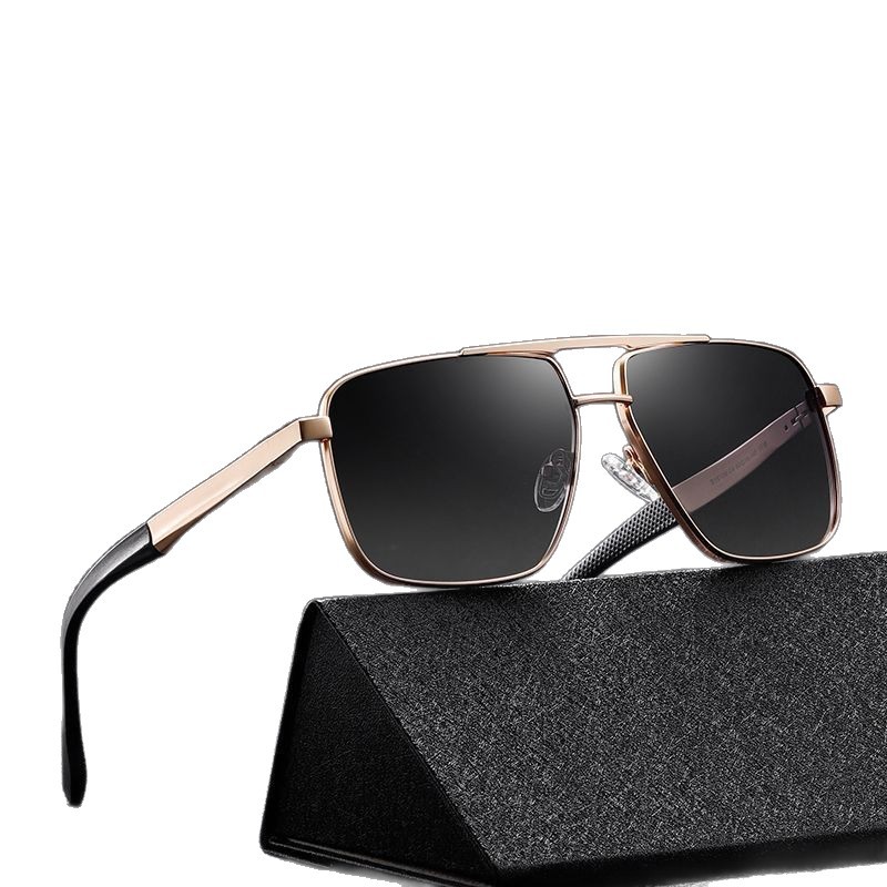 Nuevas gafas de sol polarizadas S15109 Gafas de sol de protección solar al aire libre para hombres con montura clásica Gafas de sol de metal de doble haz