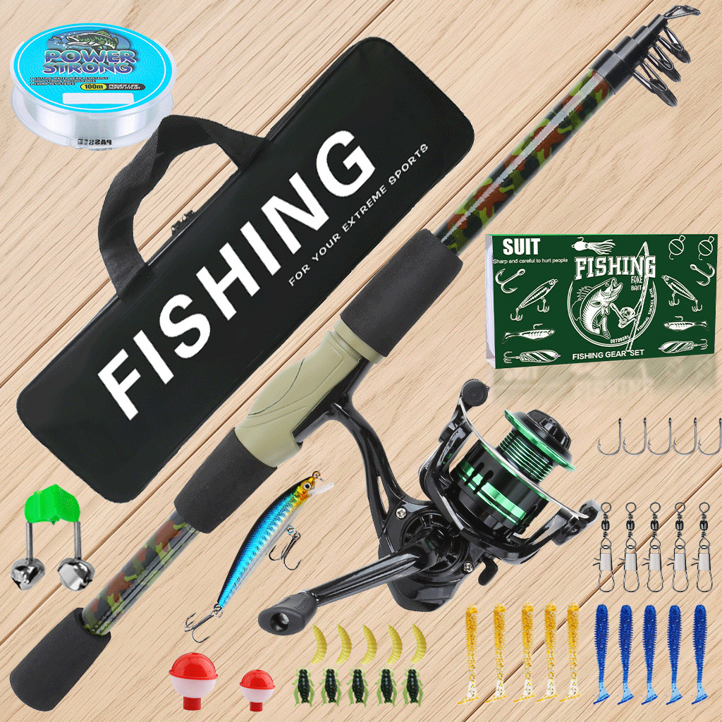 Cross-border lure rod 1.8M telescopic sea rod long-distance casting fishing rod fishing gear set with bait box and bag, manufacturer wholesale