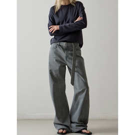 现 2025秋冬季新款韩国设计师facade pat*ern可拆卸腰带牛仔