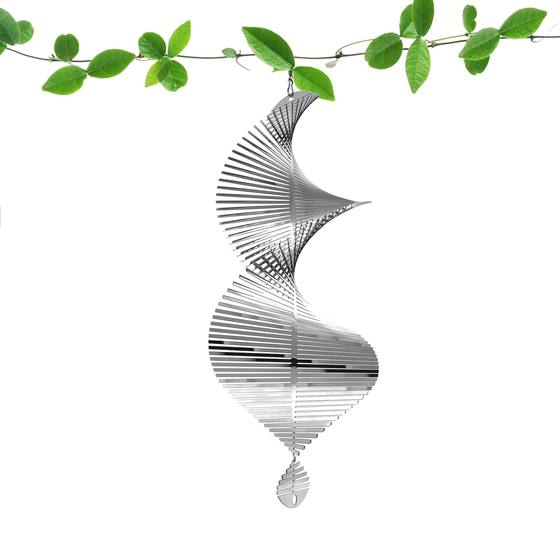 Creative Home Metal Spiral Wind Chime Silent Wind Turning 3D Tornado House Decoration Bird Scare Handy Gadget for Amazon