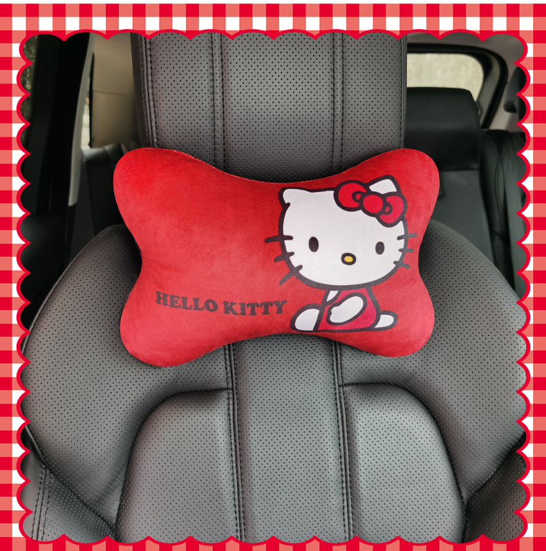 Hellokitty Car Pillow Cute Cartoon Car Headrest Neck Pillow Popular Leather Pillow Bone Pillow for Women