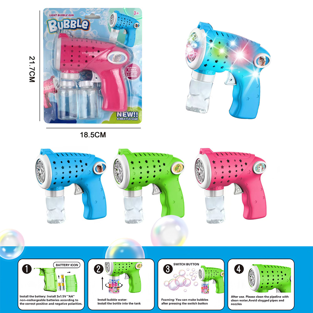 Máquina de burbujas transfronteriza de 10 hoyos, pistola de burbujas automática eléctrica de mano, luz, música, puesto de parque de juguetes para niños