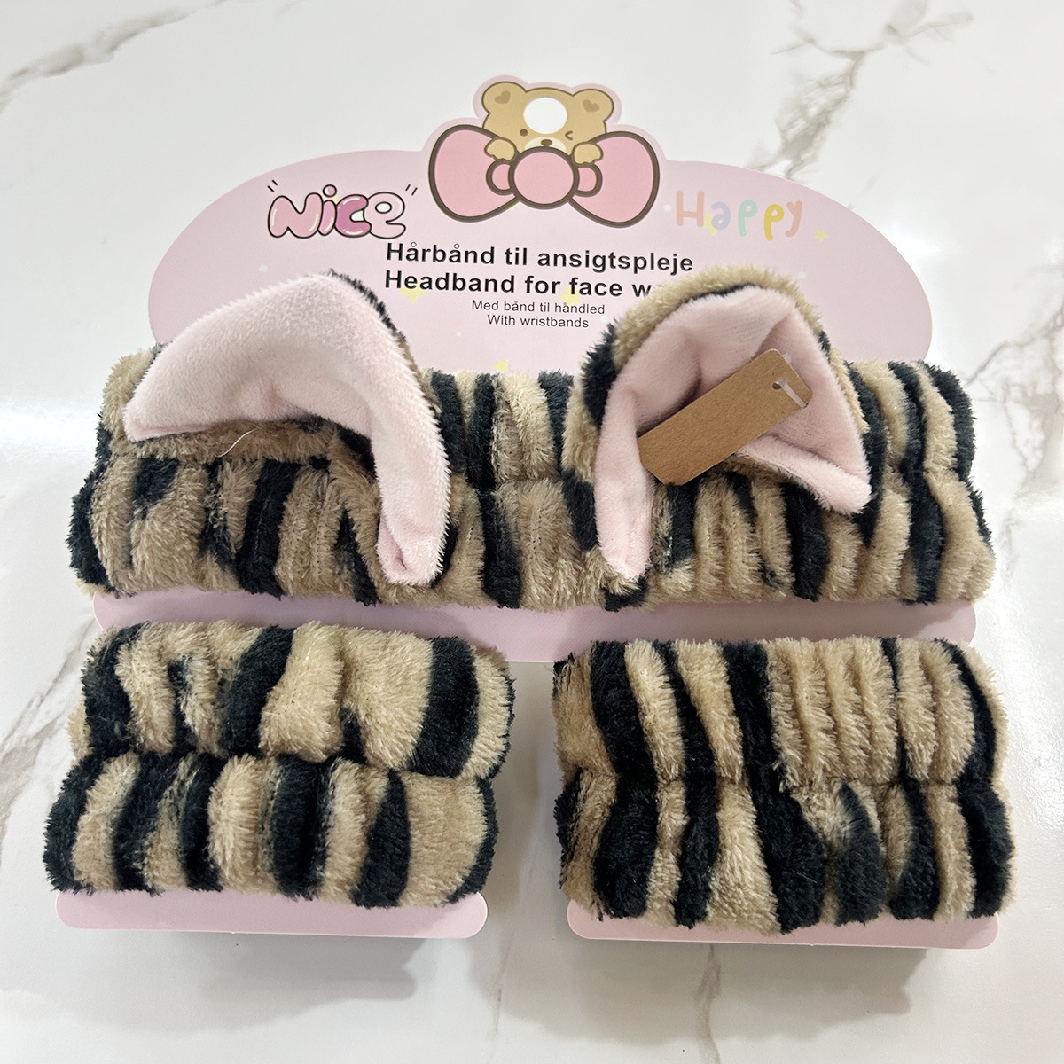Banda de cabello de moda con tarjeta de papel dulce decoración de animales pequeños de peluche de lavado banda de cabello de dibujos animados correa de muñeca tridimensional