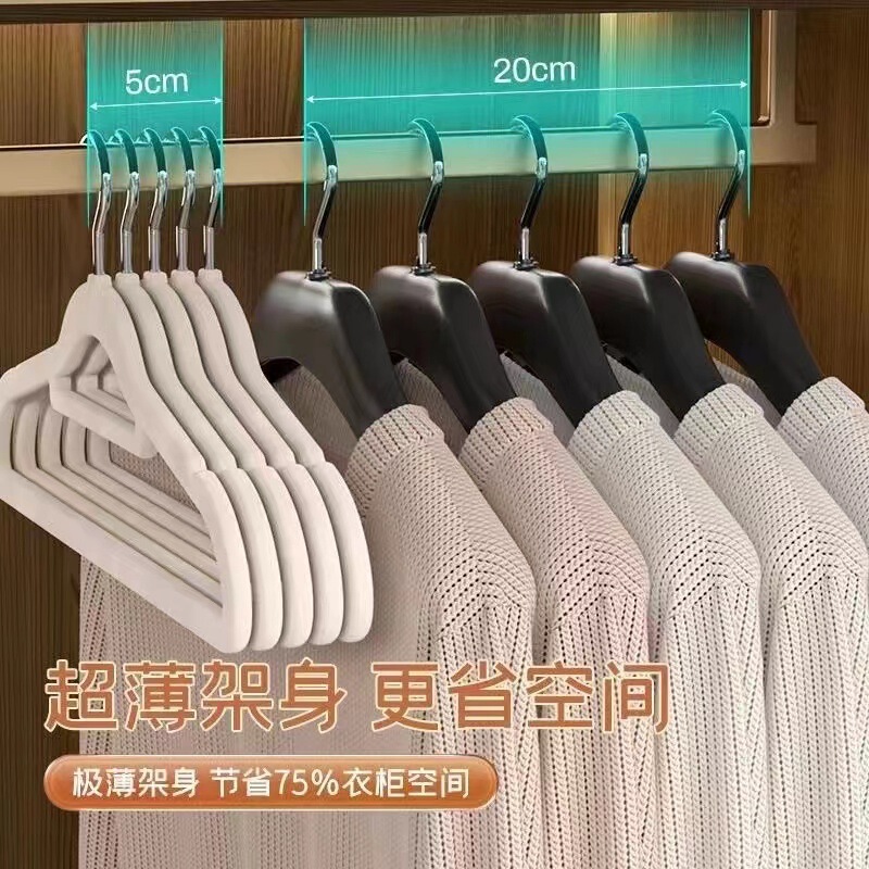 植毛ハンガー家庭用ハンガー専用の痕跡のないセーターの滑り止め防止肩の角整理師は服で卸売りします。|undefined