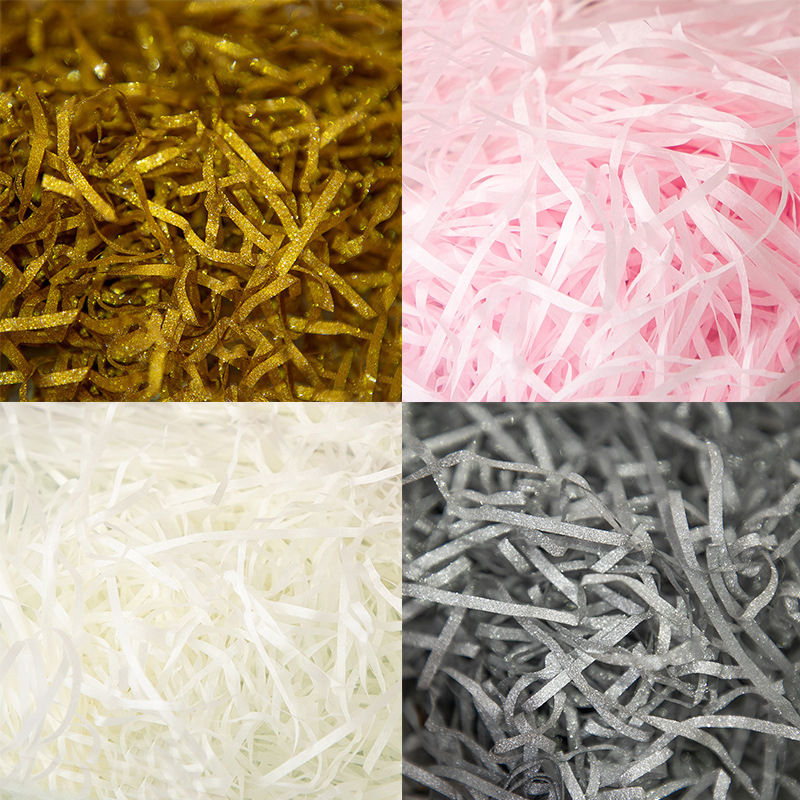 Wedding Colorful Glitter Shredded Paper Silk Raffia Wholesale Wedding Candy Box Filler Gift Packaging Box Accessories