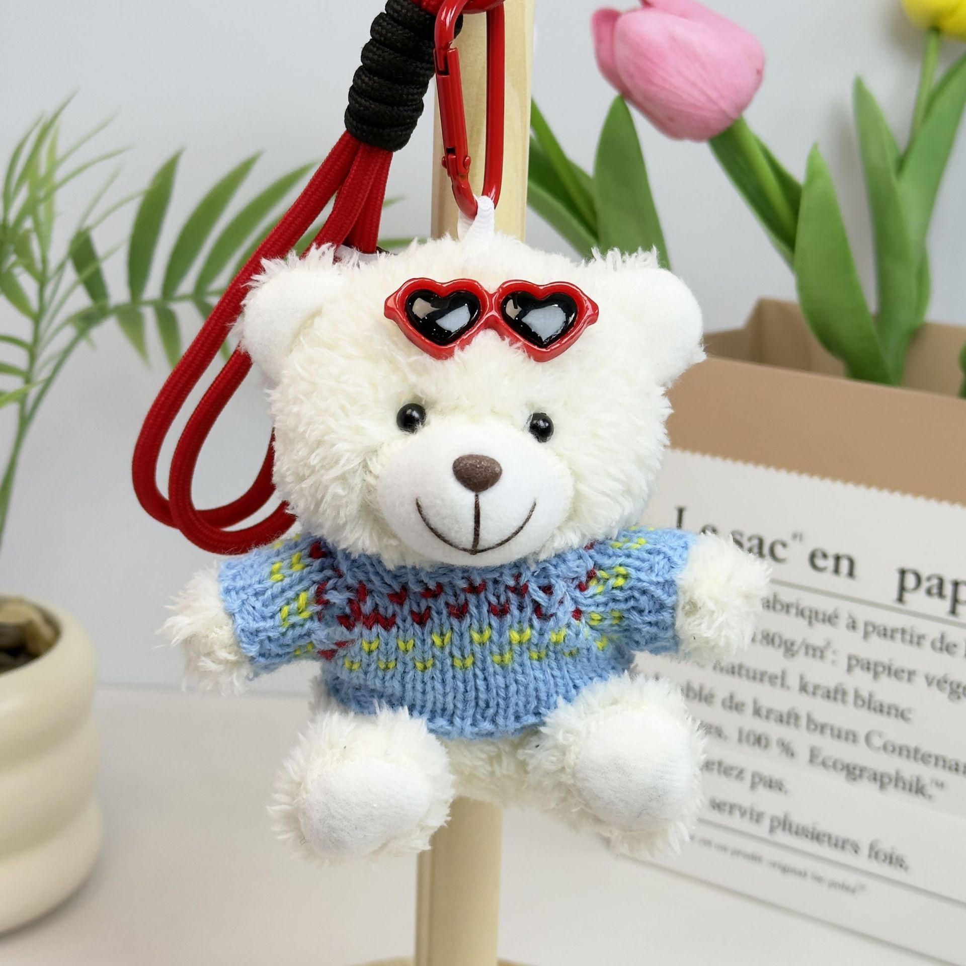Suéter Teddy Bear Keychain bolsas colgantes muñecas de peluche creativas lindas gafas piloto Teddy Bear