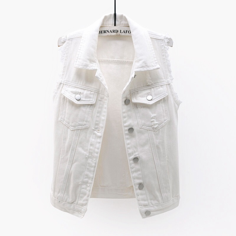 Cross-Border Colorful Denim Vest for Women, Short Slim-Fit Sleeveless Jacket, Solid Color Vest, Cardigan, Waistcoat