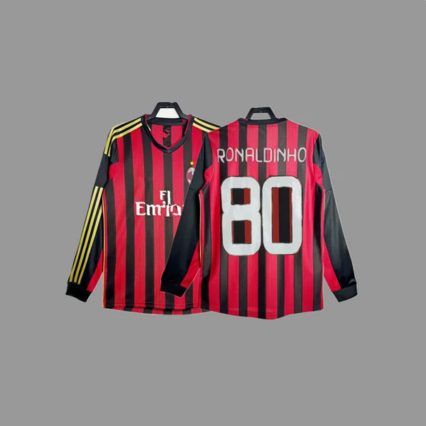 2013-14AC main red and black stripes (long sleeves) + printed No. 80