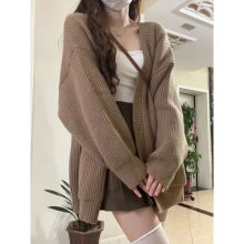 秋冬新款慵懒风开衫毛衣外套吊带背心高腰jk百褶裙套装绵羊绒纯色