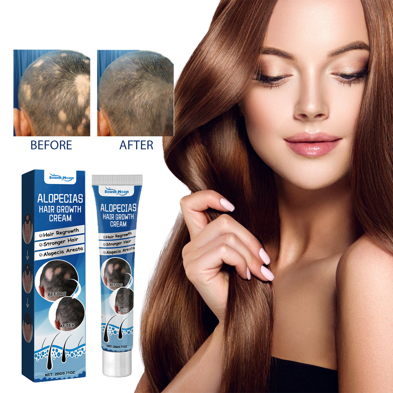 South Moon Hair Cream Is a Moisturizing, Refreshing, Smooth and Shiny Hair Care Cream That Cares for Hair