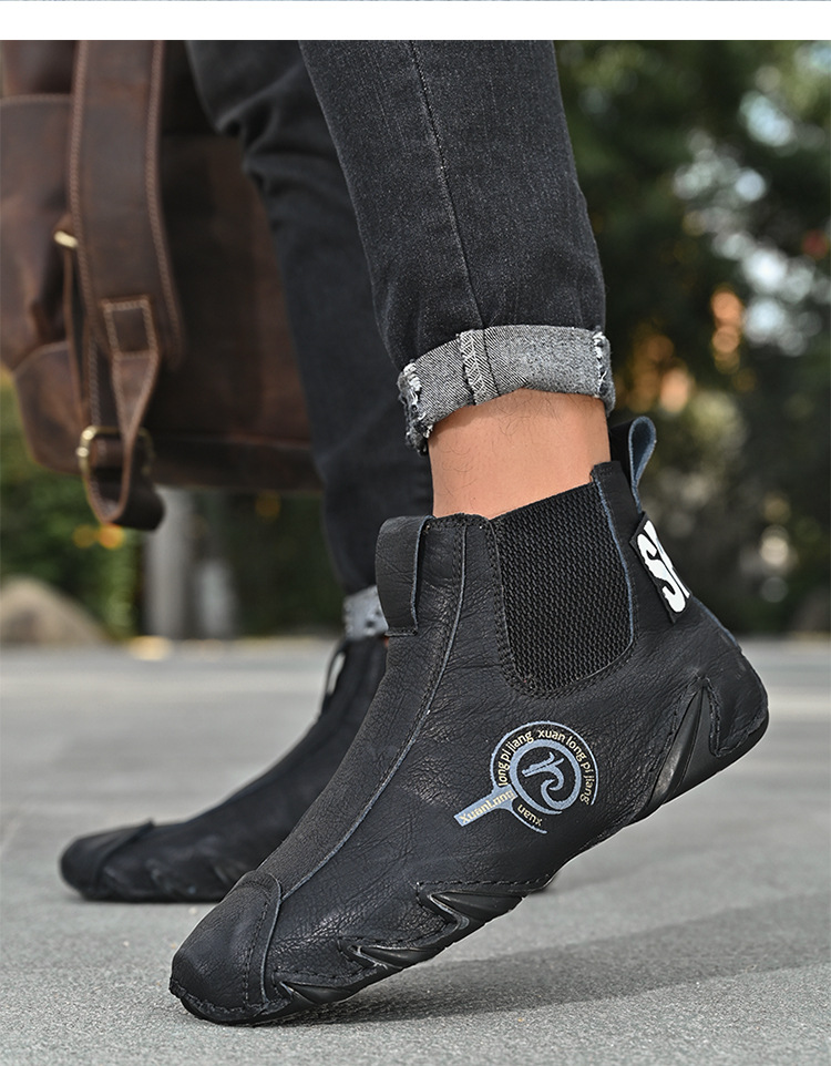 Toamna și iarna, cizme Martin înalte pentru bărbați, mărime mare, din piele de vacă autentică, din bumbac, calde, pentru toamnă și iarnă_voghion.com