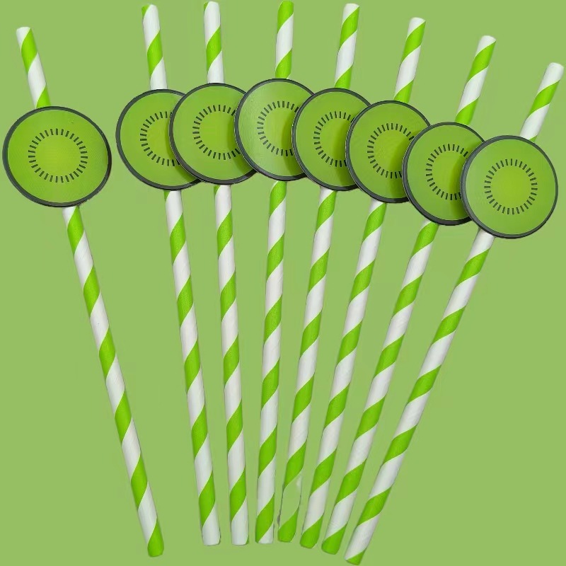 Pajar de papel de fiesta transfronteriza pajar de fruta de limón desechable degradable pajar de bebida de postre