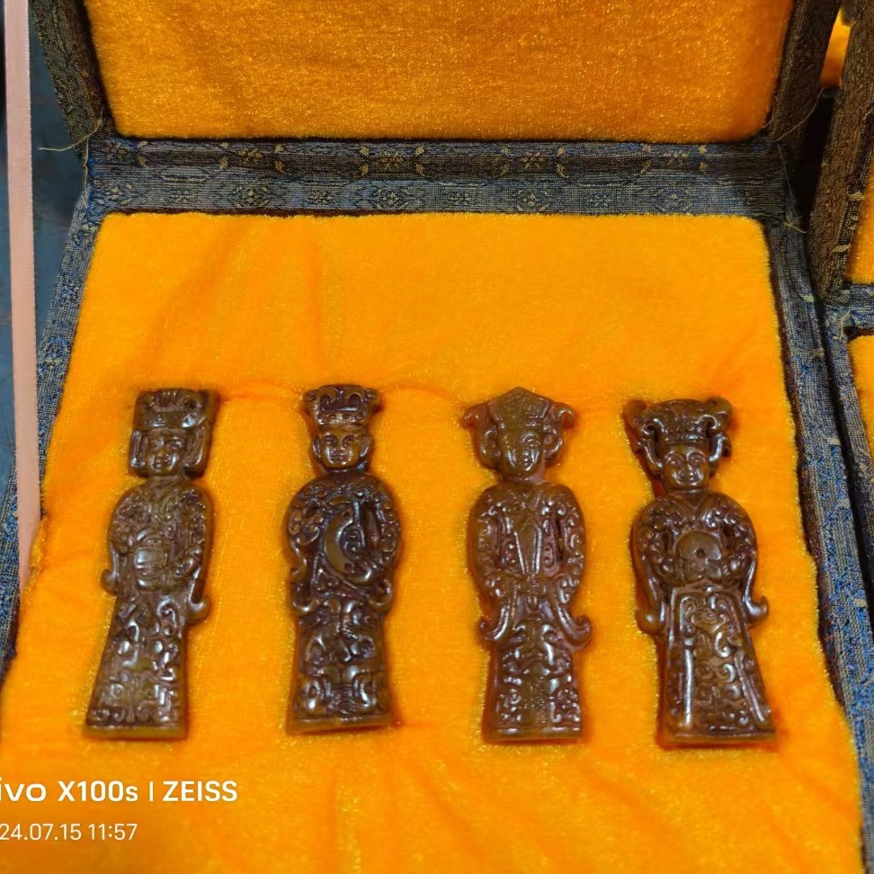 대량 도매 라이브 공급 골동품 골동품 공예품 XIUYU 조각 용, 봉황, 거북이 및 길조 짐승 장신구 세트 상자