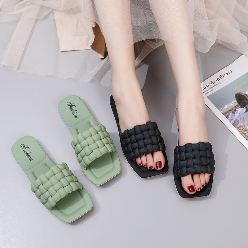 Summer women's casual fashionable trend slippers flat square toe