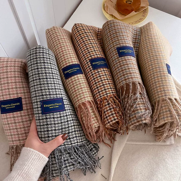 2025 New Autumn and Winter Versatile Korean Style Scarf for Women Thickeneded Braided Thick Tassel Warm Scarf Imitation Cashmere Shawl