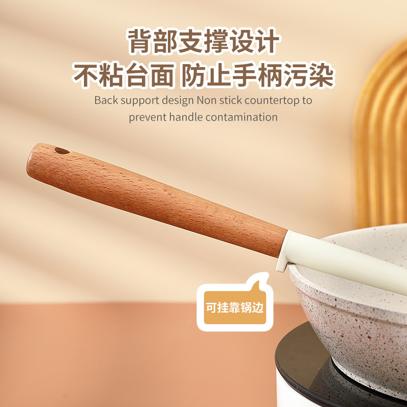 Nuevos productos de cocina de silicona 5 piezas de conjunto de mango blanco alargado diseño de tarjeta de silicona de grado alimenticio resistente a alta temperatura