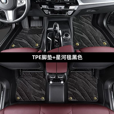 Five Blessings Golden Bull Full Surround Tpe Car Floor Mats for Audi A6L, Tesla, Byd, Envision, Peihui (Universal Foot Pad) - 5-seats-galaxy-blanket-black-upgraded-thickened-large-surround-tpe