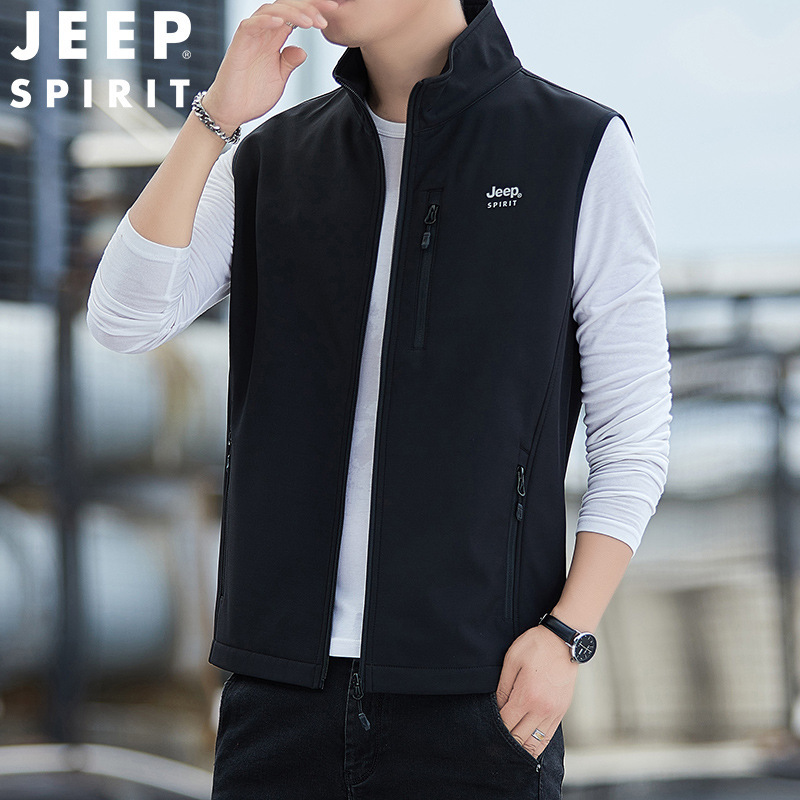 Jeep spirit秋冬モデル立襟ファッションカジュアルソフトシェルベストノースリーブベスト7291|undefined
