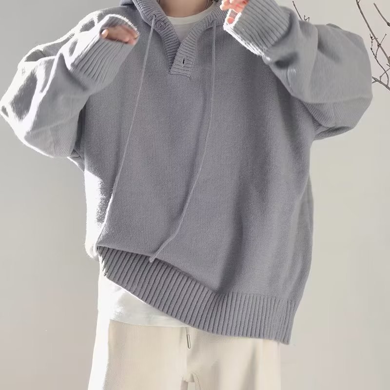 Men's demi-season autumn Japanese sweater with hood