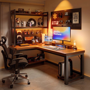 Solid Wood Corner Computer Desk Desktop Bedroom Home E-sports Desk Desk Bookshelf Integrated Corner Office Desk L-shaped