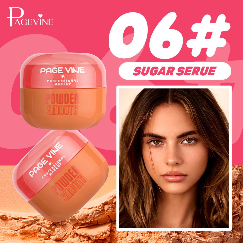 El polvo de maquillaje PAGE VINE transfronterizo es un polvo fino y ligero que se ajusta a un maquillaje mate suave y refrescante.